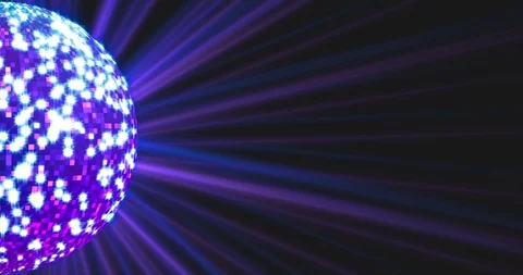 Neon Blue background with rotating sparkling disco ball and laser ray of light Stock Footage 123236233