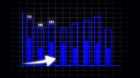 Neon blue bar graph animation. Animated data technology business finance ab.. Stock Footage 321445210