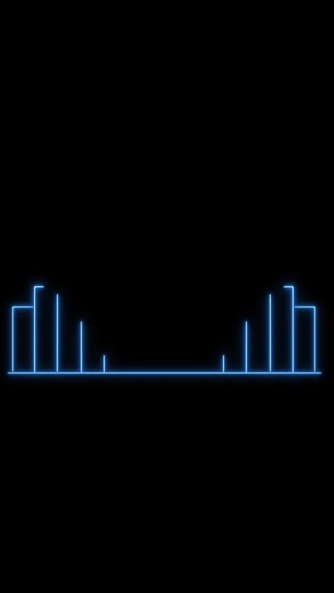 Neon blue bar graph with pink arcs on black background chart data Stock Footage 337462634