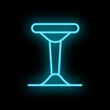 Neon blue bar stool glowing on black background Stock Illustration