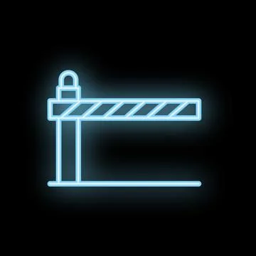 Neon blue barrier gate glowing on dark background Stock Illustration