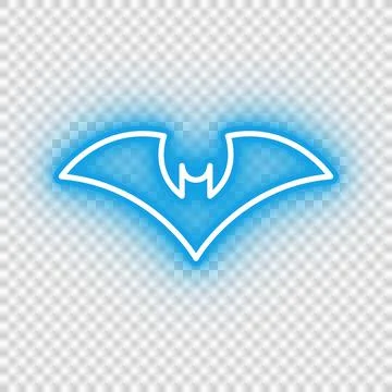 Neon blue bat icon Stock Illustration