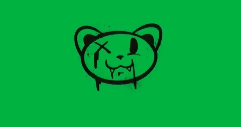 Neon-blue bear head emerging over transparent glitch background dripping eyes Stock Footage 317283906