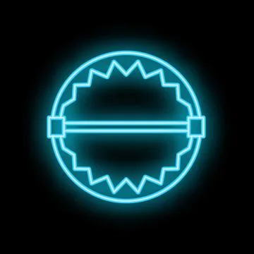 Neon blue bear trap glowing on black background Stock Illustration