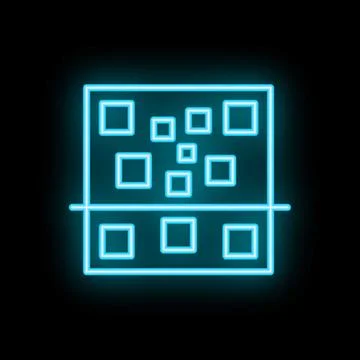 Neon blue building facade shining on black background Ilustración de archivo