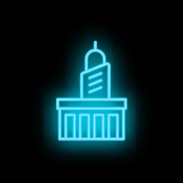 Neon blue building shining in dark background Ilustración de archivo