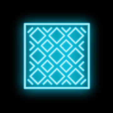 Neon blue carpet with geometric pattern on black background Stock Illustration