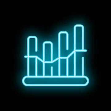Neon blue chart showing growth on black background Stock Illustration