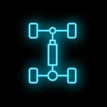 Neon blue chassis with wheels glowing in the dark Stock Illustration