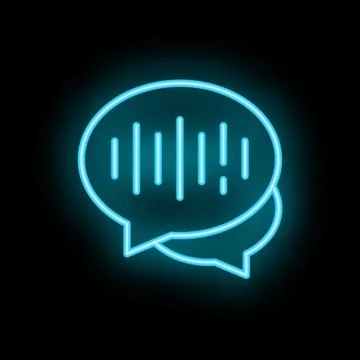 Neon blue chat bubble is showing a voice message being sent Stock Illustration