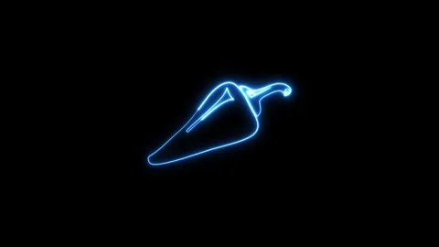 Neon blue chili pepper shape glowing on dark background animation. Stock-Footage 337082064