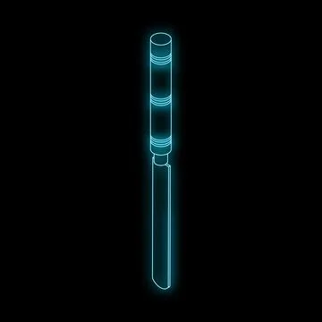 Neon blue chisel glowing on black background Stock Illustration