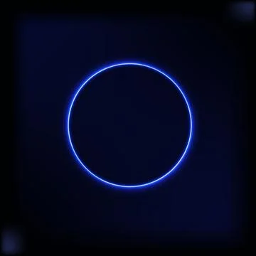 Neon blue circle on a dark background. For banners and advertisements. Vector Stock Illustration