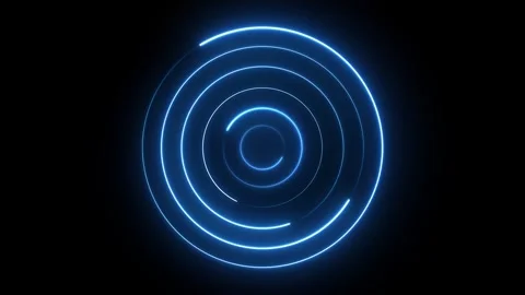 Neon blue circle spiral rotating on dark background. Stock Footage 305581389