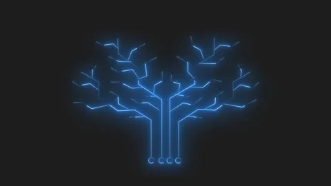 Neon blue circuit tree technology background animation. Neon blue circuit f.. Stock Footage 337815767