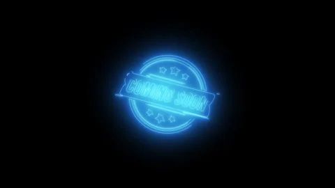 Neon Blue Circular Coming Soon Badge Glowing Animation Stockbeeldmateriaal 339818259