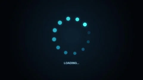 Neon blue circular loading spinner animation on dark background, for digita.. Stock Footage 345841521