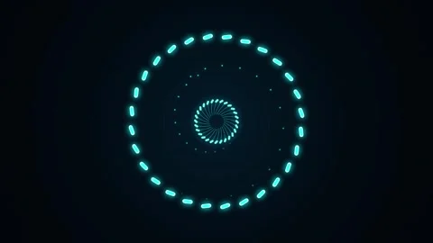Neon blue circular pulse tunnel abstract motion background, loop circle Stock Footage 346241716