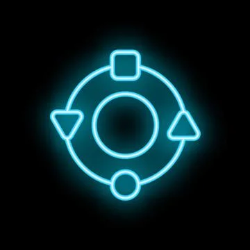 Neon blue circular workflow diagram with arrows and shapes イラスト素材