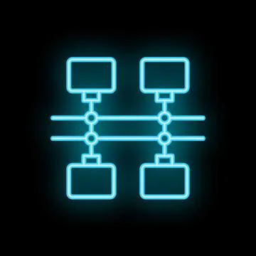 Neon blue client server network connection data transferring concept Illustrazione stock