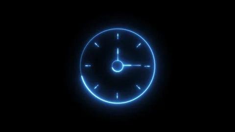 Neon blue clock animation with moving hands isolated on black background, t.. Stock Footage 319017473