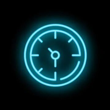 Neon blue clock shining in the dark background Stock Illustration