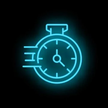 Neon blue clock showing fast moving time Stock Illustration
