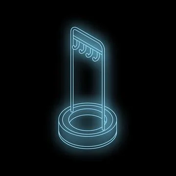 Neon blue clothes rack shining in the dark Illustrazione stock