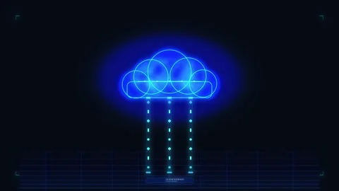 Neon blue cloud computing data transfer with digital rain effect, futuristi.. Stock Footage 348341684