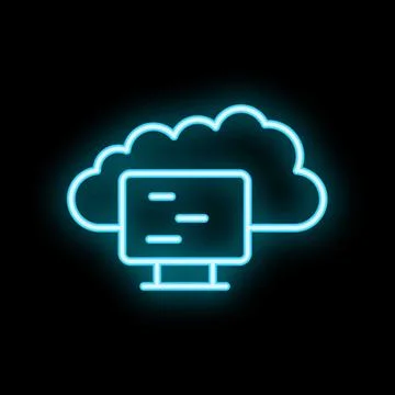 Neon blue cloud computing icon showing data storage Illustrazione stock