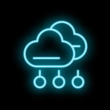 Neon blue cloud computing icon showing data storage Illustrazione stock