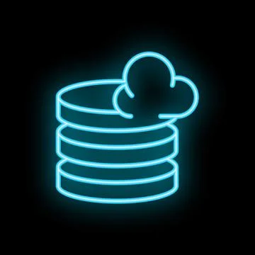 Neon blue cloud computing icon representing data storage 스톡 일러스트