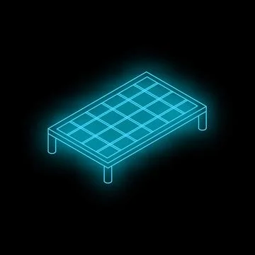 Neon blue coffee table shining on black background Stock Illustration