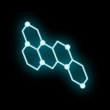 Neon blue connected hexagon pattern forming structure on black background 스톡 일러스트