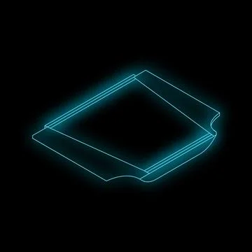 Neon blue contour of a processor on a black background Illustrazione stock