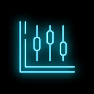 Neon blue control panel icon glowing on dark background Stock Illustration