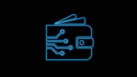 Neon Blue Crypto Wallet Animation. Bank Transactions Concept. Stock Footage 190130148