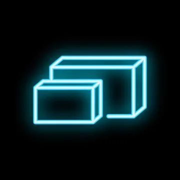 Neon blue cubes glowing on black background Stock Illustration