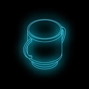 Neon blue cup glowing on dark background Stock Illustration