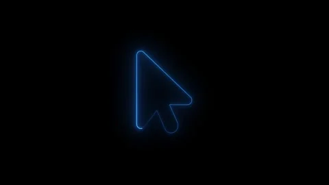 Neon blue Cursor Arrow Icon on Black Background.Glowing mouse pointer symbo.. Stock Footage 341516189