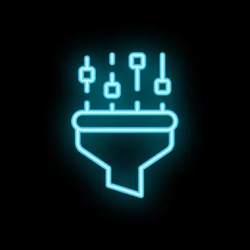 Neon blue data funnel processing information Illustrazione stock