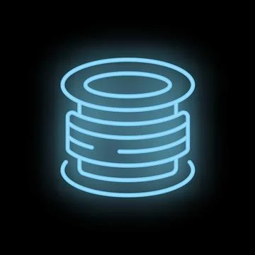 Neon blue database icon glowing against dark background 스톡 일러스트