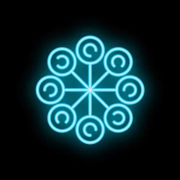 Neon blue decentralized network glowing on black background Stock Illustration