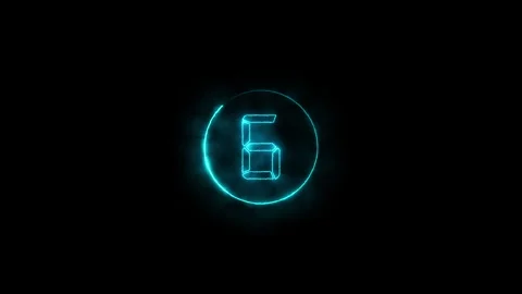Neon blue digital countdown timer featuring glowing numbers isolated on sol.. Stock Footage 338252935