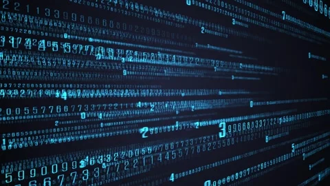 Neon Blue Digital Data Array in a 3D animation Stock Footage 252057397