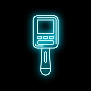 Neon blue digital scanner device glowing icon Stock Illustration