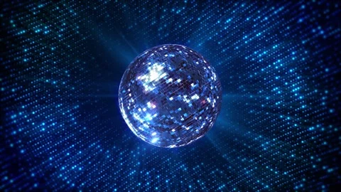 Neon Blue disco ball loop 4k background. 3d disco ball Shiny glitzy rippling Stock Footage 333901475