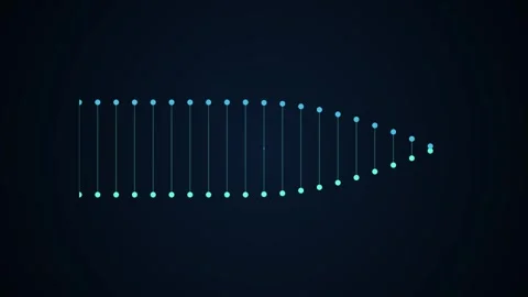 Neon blue dna double helix sequence animation on dark background Stock Footage 346506696