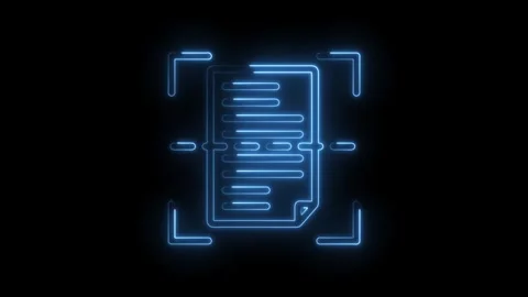 Neon blue document scanning interface with digital lines and data processin.. Stock Footage 346128139