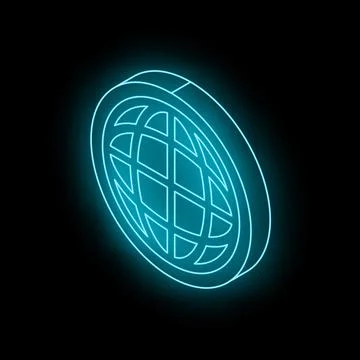 Neon blue earth globe glowing on black background Stock Illustration